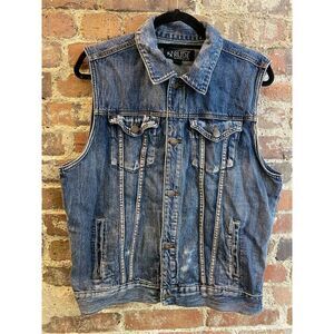 Xxx RUDE Blue Jean Jacket Vest 100% Cotton Size Large